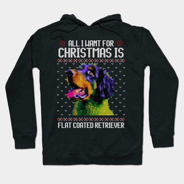 All I Want for Christmas is Flat-coated Retriever - Christmas Gift for Dog Lover Hoodie by Ugly Christmas Sweater Gift